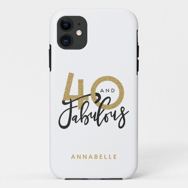40 and fabulous gold & black birthday party  Case-Mate iPhone case (Back)