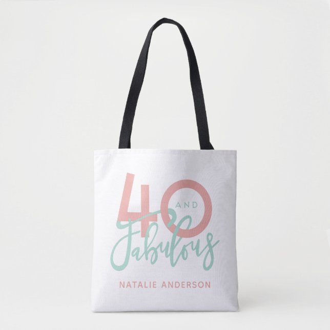 40 and fabulous gold & black birthday party  tote  (Front)