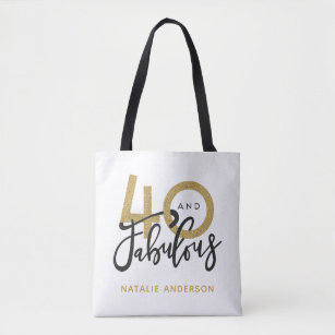 40 and fabulous gold & black birthday party  tote bag