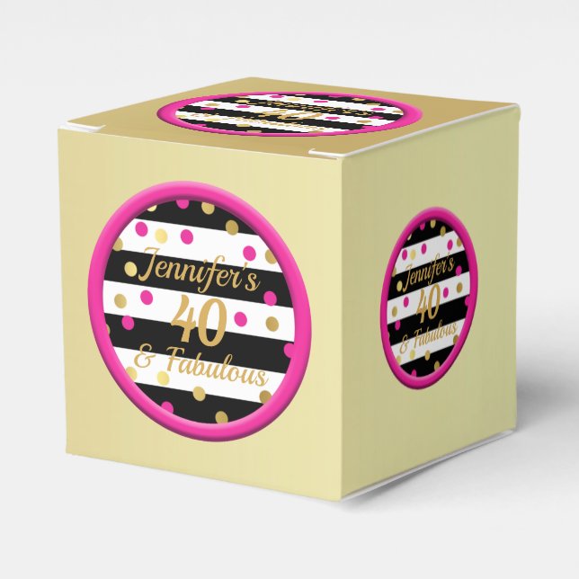 40 and Fabulous Gold Cupcake Box (Front Side)