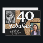 40 and Fabulous Gold Glitter 2 Photo 40th Birthday Card<br><div class="desc">40 and Fabulous Gold Glitter 2 Photo 40th Birthday Greeting Card. Add your photos - you can use an old and new photo. Add your name,  age and text on the backside.</div>