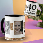 40 and Fabulous Gold Glitter 2 Photo 40th Birthday Mug<br><div class="desc">40 and Fabulous Gold Glitter 2 Photos 40th Birthday Mug. Add your photos - you can use an old and new photo.</div>
