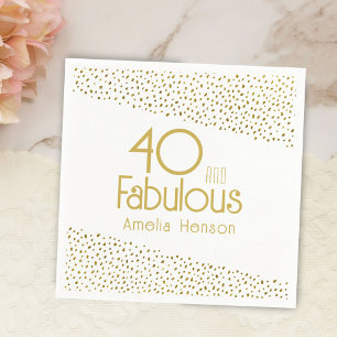 40 and Fabulous Gold Glitter 40th Birthday  Napkin