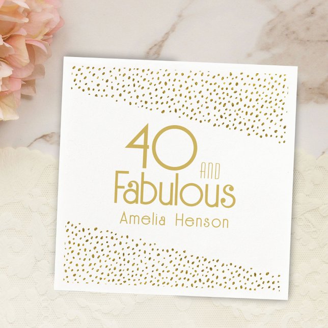 40 and Fabulous Gold Glitter 40th Birthday  Napkin (Creator Uploaded)