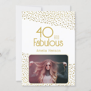 40 and Fabulous Gold Glitter Photo 40th Birthday Card