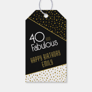 40 and Fabulous Gold Glitter Photo 40th Birthday  Gift Tags