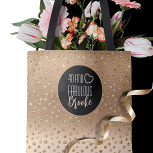 40 and Fabulous Gold Glitter Sparkle Girly 40th Tote Bag