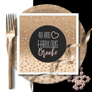 40 and Fabulous Gold Sparkle Black Blush Glamourou Napkin