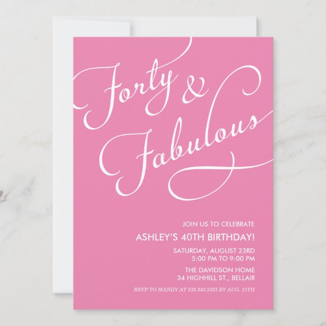 40 and Fabulous Invitations (Front)