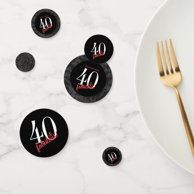 40 and Fabulous Luxury Black Marble Birthday Confetti (Group)