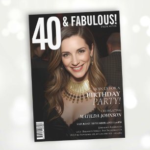 40 and Fabulous Magazine Cover 40th Birthday  Invitation