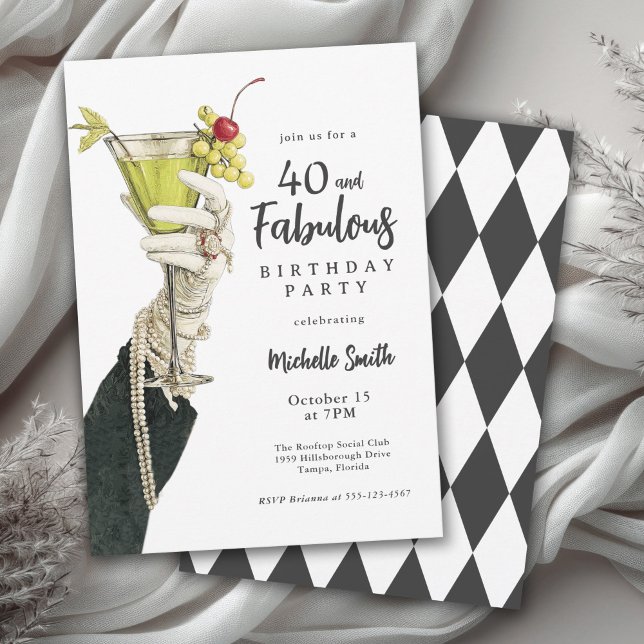 40 and Fabulous Milestone Adult Birthday Party Invitation (Available in both printed and instant download digital formats.)
