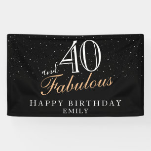 40 and Fabulous Modern Black 40th Birthday Banner