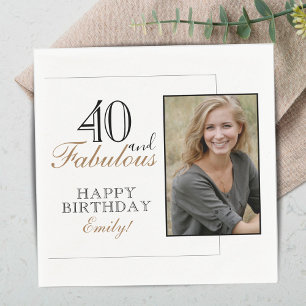 40 and Fabulous Modern Elegant Birthday Photo Napkin