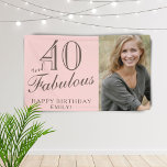 40 and Fabulous Modern Pink 40th Birthday Photo Banner<br><div class="desc">40 and Fabulous Modern Pink 40th Birthday Photo Banner. Great sign for the 40th birthday party with a custom photo, inspirational and funny quote 40 and fabulous and text in trendy script with a name. The background is pink. Personalise the sign with your photo, your name and the age number,...</div>