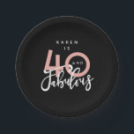 40 and fabulous  paper plate<br><div class="desc">Celebrate your special birthday in style with this white and blush pink 40 and fabulous birthday plates. Change the background colour to customise. Part of a collection.</div>
