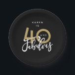 40 and fabulous  paper plate<br><div class="desc">Celebrate your special birthday in style with this white and gold effect 40 and fabulous birthday plates</div>