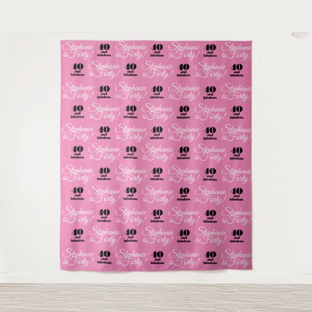 40 and Fabulous Party Backdrop Step and Repeat Tapestry (Front)