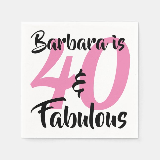 40 and Fabulous Personalised Birthday Party Napkin (Front)