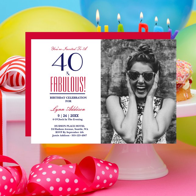 40 and Fabulous Photo 40th Birthday Party Invitation (Creator Uploaded)