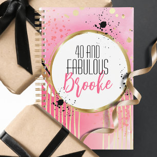 40 and Fabulous Pink Black Abstract Feminine Planner