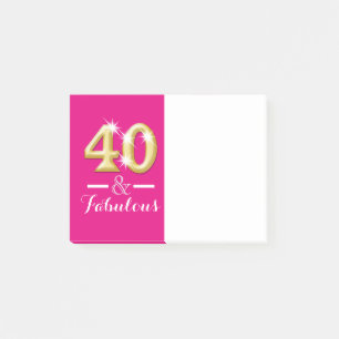 40 and fabulous pink gold birthday post-it notes