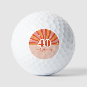 "40 and fabulous", retro bright peach small golf balls