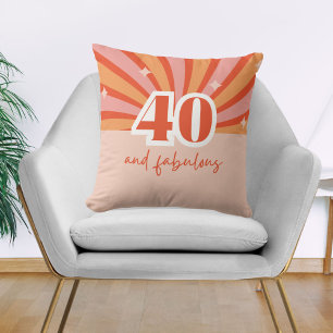 "40 and fabulous", retro peach birthday  cushion