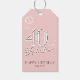 40 and Fabulous Script Blush Pink 40th Birthday Gift Tags