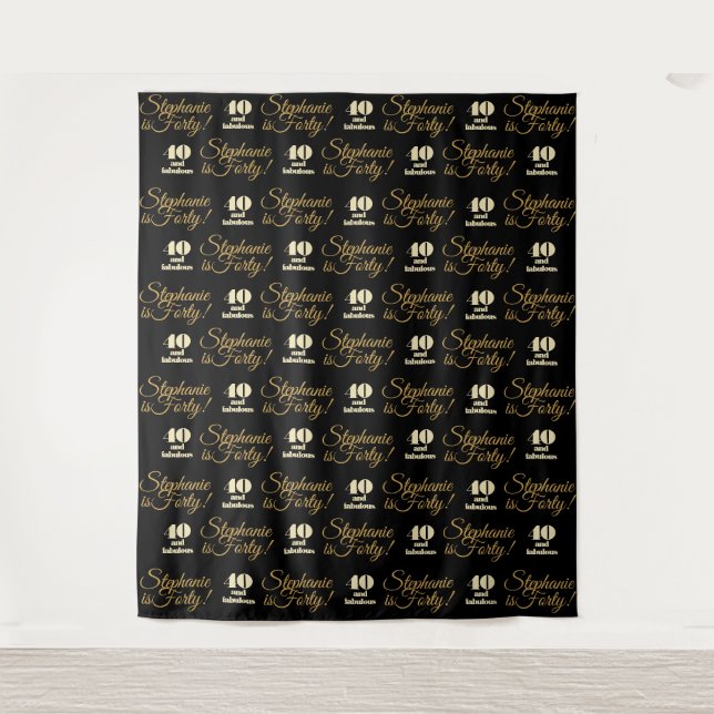40 and Fabulous Step and Repeat Party Backdrop Tapestry (Front)