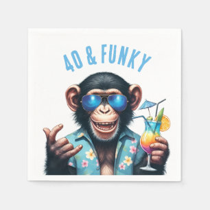 40 and Funky Summer Monkey 40th Birthday Napkin