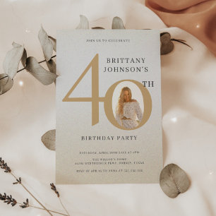 40 Anniversary Photo Elegant 40th Birthday Invitation