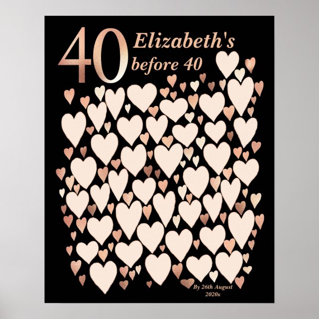 40 Before 40 Bucket List Goals Poster (Front)