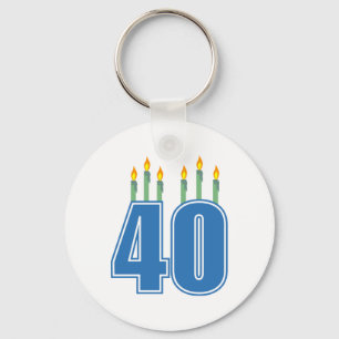 40 Birthday Candles (Blue / Green) Key Ring