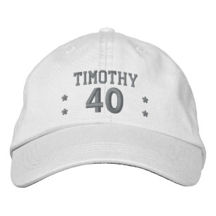 40 Birthday Custom Name SILVER Embroidery V64A Embroidered Hat