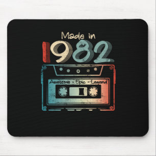 40 Birthday Gifts Year Old Made in 1982 Cassette Mouse Pad