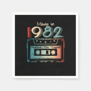 40 Birthday Gifts Year Old Made in 1982 Cassette Napkin