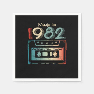 40 Birthday Gifts Year Old Made in 1982 Cassette Napkin