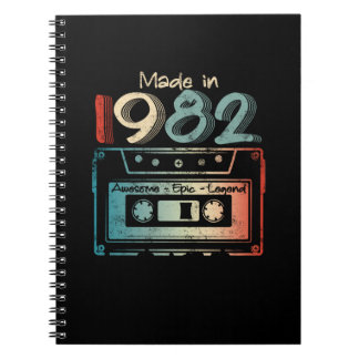 40 Birthday Gifts Year Old Made in 1982 Cassette Notebook