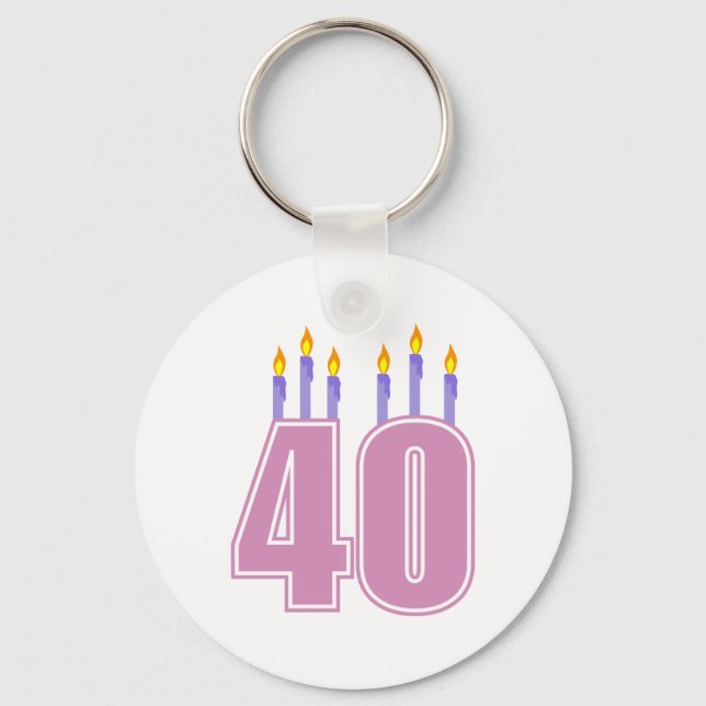 40 Candles (Pink / Purple) Key Ring (Front)