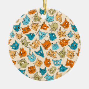 40 cat faces and one tail ceramic ornament