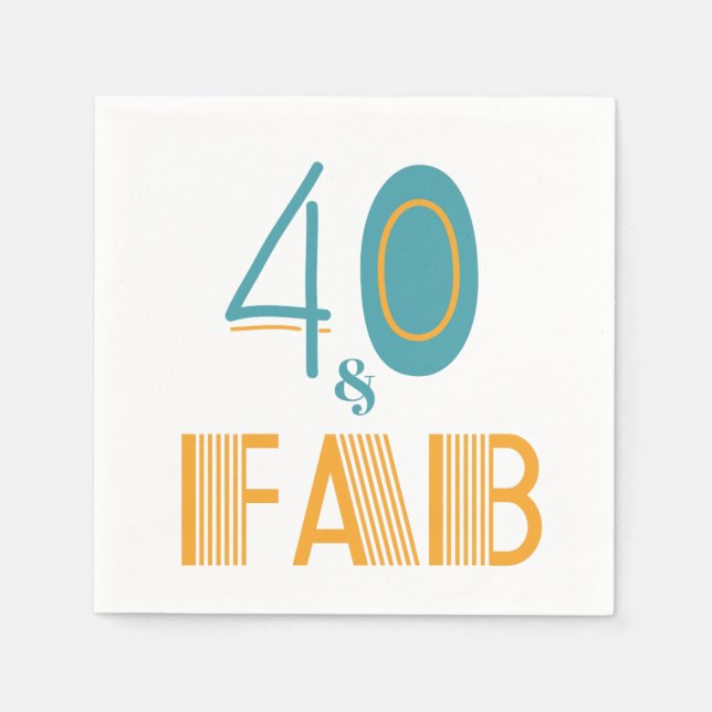 40 & Fab Modern Birthday Napkin (Front)