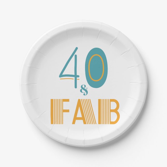 40 & Fab Modern Birthday Paper Plate (Front)