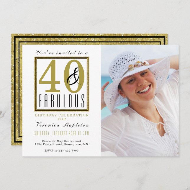 40 & Fabulous 40th Birthday Party Invitation (Front/Back)