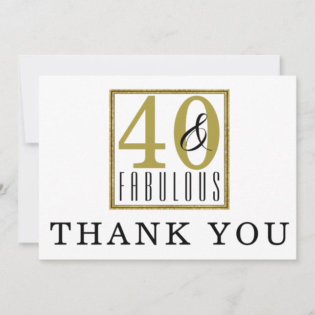 40 & Fabulous 40th Birthday Party Thank You Card (Front)