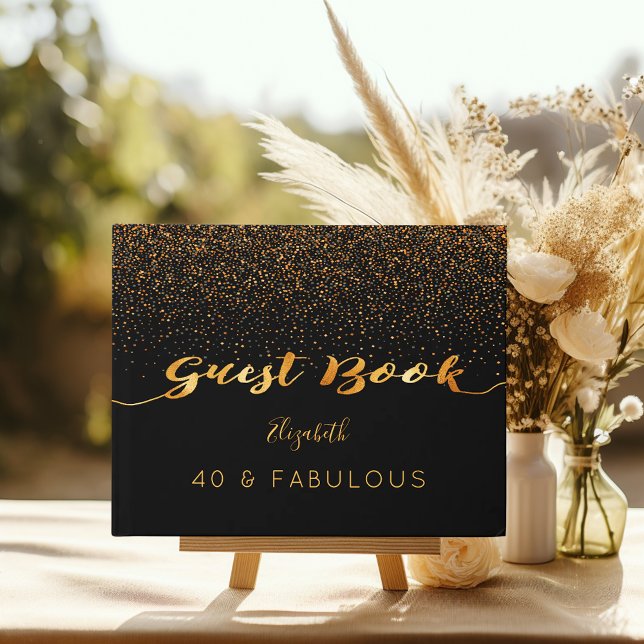 40 Fabulous birthday black gold confetti Guest Book (Creator Uploaded)