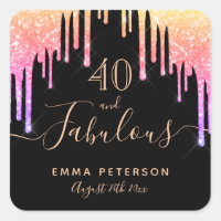 40 fabulous birthday black rainbow glitter sparkle