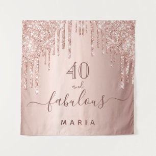 40 fabulous birthday glitter rose gold sparkle tapestry