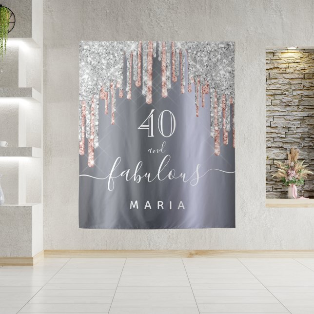 40 fabulous birthday glitter silver rose gold tapestry (Creator Uploaded)
