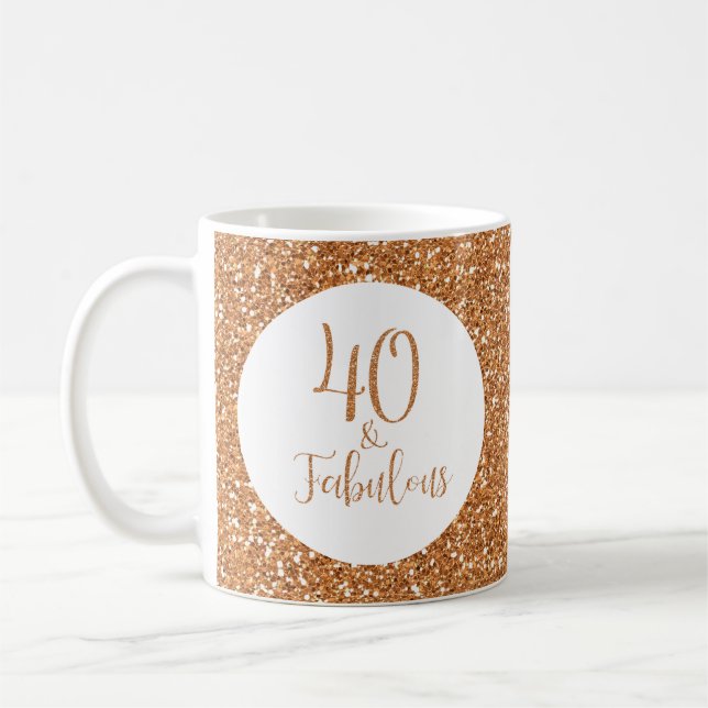 40 & Fabulous Birthday Gold Glitter Coffee Mug (Left)